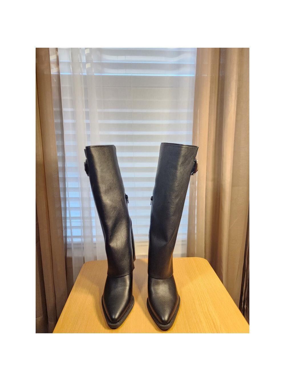 Zodiac Modern Foldover Statement Western Buckle Boots Knee Height BLACK SZ 7 M - Picture 8 of 17